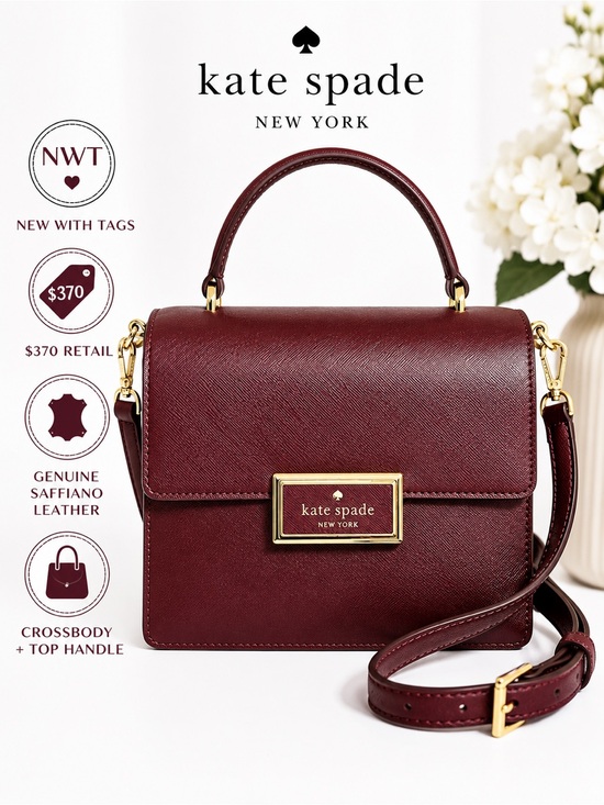 kate spade Handbags - Kate Spade Reegan Dark Merlot Saffiano Leather Top Handle Crossbody Bag NWT